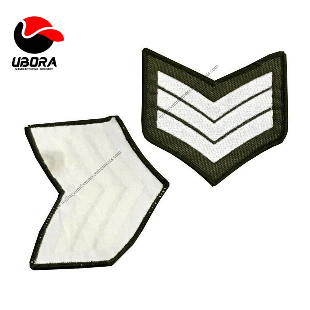 best Chevron Rank Chevrons - 3 Bars Silver Outline Bullion wire embroidery military clothing 